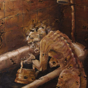 Malerei mit dem Titel "I clean myself from…" von Samedi Von Drole, Original-Kunstwerk, Öl