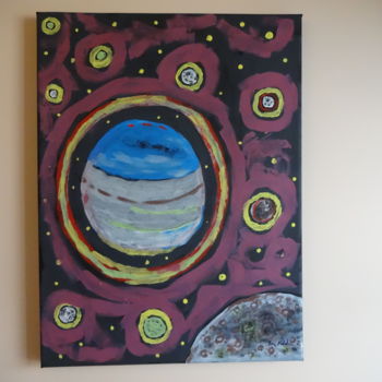 Peinture intitulée "uranus-and-moons.jpg" par Lou Baldin, Œuvre d'art originale