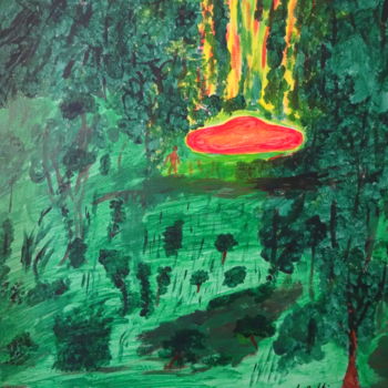Peinture intitulée "Alien abduction" par Lou Baldin, Œuvre d'art originale, Acrylique