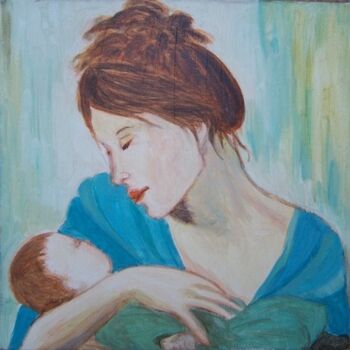 Malarstwo zatytułowany „Maternité” autorstwa Lou Kat, Oryginalna praca, Olej