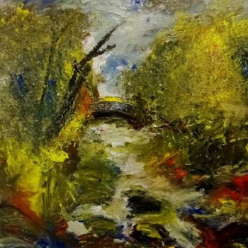 Painting titled "La rivière mystérie…" by Louise, Original Artwork, Acrylic Mounted on Wood Stretcher frame