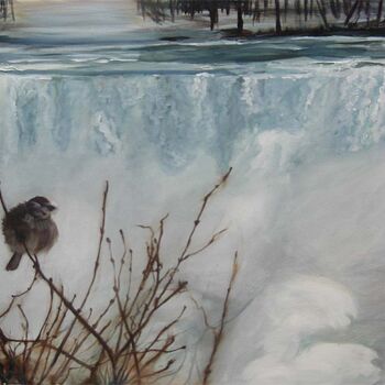 Painting titled "New England Sparrow" by Lou Marek, Original Artwork