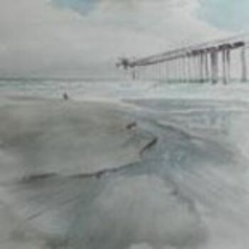 Malerei mit dem Titel "Winter Pier" von Lou Marek, Original-Kunstwerk