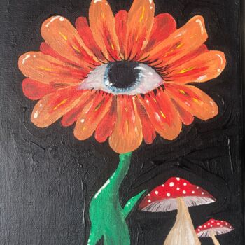 Schilderij getiteld "Eye flower" door Lou, Origineel Kunstwerk, Acryl