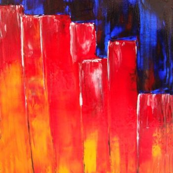 Painting titled "red towers" by Sandrine Lascols, Original Artwork, Acrylic