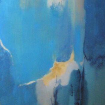 Painting titled "Triptyque Bleu I" by Arlette Loubet, Original Artwork, Oil