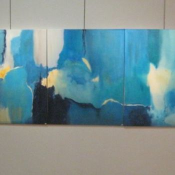 Peinture intitulée "Triptyque Bleu (ent…" par Arlette Loubet, Œuvre d'art originale, Huile