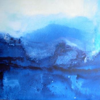 Schilderij getiteld "Vague Bleue" door Arlette Loubet, Origineel Kunstwerk, Olie