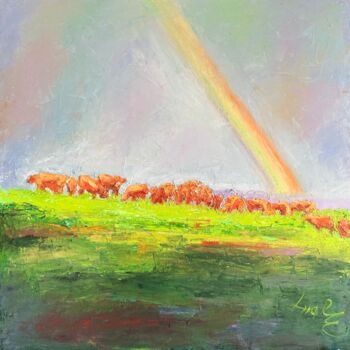 Картина под названием "Après la pluie" - Loudmila Harscouet, Подлинное произведение искусства, Масло Установлен на Деревянна…