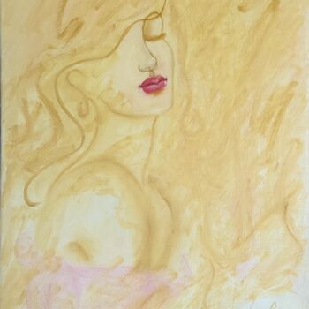 Painting titled "Femme mystérieuse" by Loudmila Harscouet, Original Artwork, Oil Mounted on Wood Stretcher frame