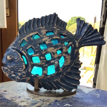 Sculpture titled "vitrail poisson" by Michel, Original Artwork, Terra cotta