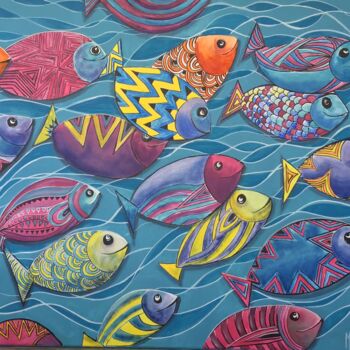 Peinture intitulée "Rio sous l’eau" par Michel, Œuvre d'art originale, Acrylique
