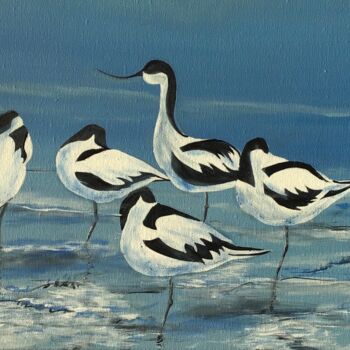 Painting titled "Avocettes" by Michel, Original Artwork, Acrylic
