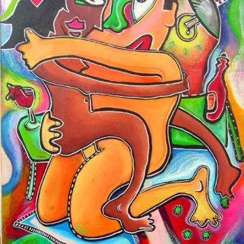 Pintura titulada "Samba et moi" por Louis Danjou, Obra de arte original, Oleo