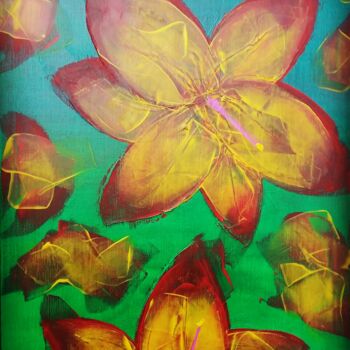 Painting titled "Lys de printemps" by Louis Garcia, Original Artwork, Acrylic Mounted on Wood Stretcher frame