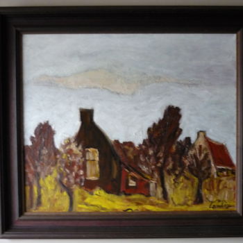 Painting titled "Boerderij" by Louis Lambry, Original Artwork, Oil