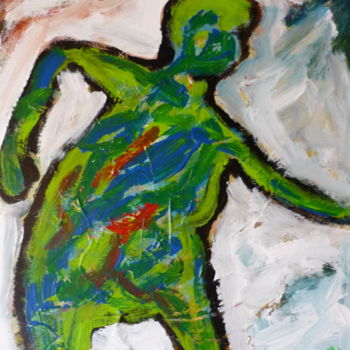 Schilderij getiteld "Daar gaat hij" door Louis Lambry, Origineel Kunstwerk, Acryl