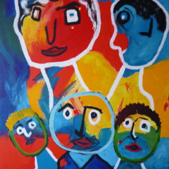 Malerei mit dem Titel "All together" von Louis Lambry, Original-Kunstwerk, Acryl