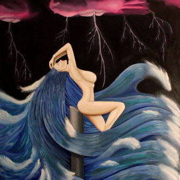 Peinture intitulée "" la mer notre mère…" par Louis Lepic, Œuvre d'art originale, Huile