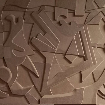 Escultura intitulada "Bas relief: Paréido…" por Louis Marie, Obras de arte originais, Madeira Montado em Outro painel rígido