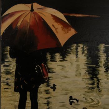 Peinture intitulée "Sous la pluie 4" par Louis Martinez, Œuvre d'art originale, Huile