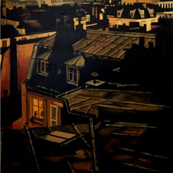 Peinture intitulée "toits-et-fenetres-2…" par Louis Martinez, Œuvre d'art originale, Huile