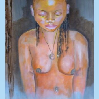 Malerei mit dem Titel "Jeune Africaine" von Louis Roblo, Original-Kunstwerk, Öl