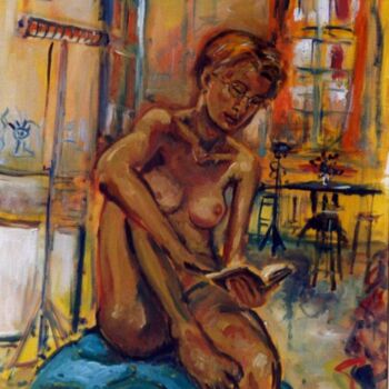 Painting titled "LA LECTRICE COURS S…" by Louis Runemberg, Original Artwork