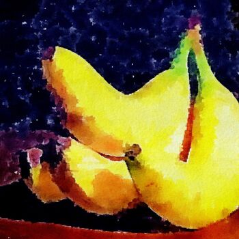 Schilderij getiteld "Bananes" door Louis Sullivan, Origineel Kunstwerk, Aquarel