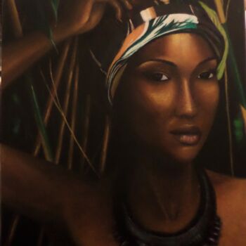 Painting titled "Beauté africaine" by Louisa, Original Artwork, Acrylic
