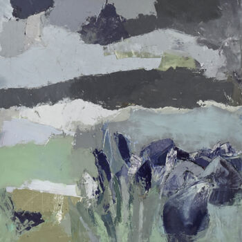 Картина под названием "Du violet des nuage…" - Louisa Vernet-Déan, Подлинное произведение искусства, Акрил Установлен на Дер…