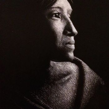 Drawing titled "Reserved (mother)" by Louisa Linton, Original Artwork, Scratchboard