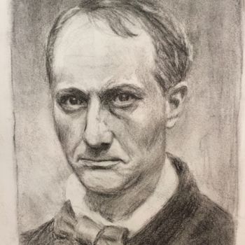 Rysunek zatytułowany „Charles Baudelaire” autorstwa Louisa Linton, Oryginalna praca, Węgiel drzewny