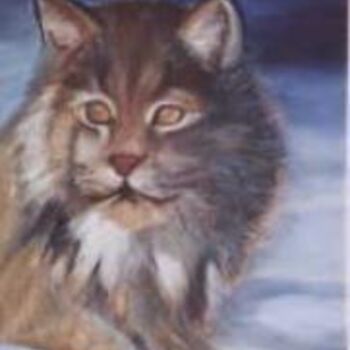 Painting titled "LYNX ROUX" by Louise Aubé, Original Artwork, Other