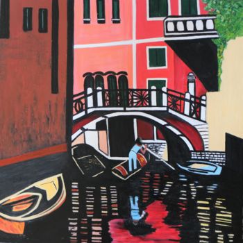 Painting titled "Venise" by Louise Bressange, Original Artwork, Oil