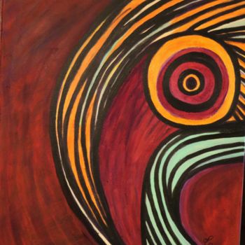 Painting titled "oiseau spirale" by Louise Bressange, Original Artwork, Acrylic