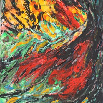 Painting titled "Flammes" by Louise Bressange, Original Artwork, Acrylic