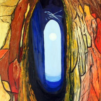 Pittura intitolato "grotte-sous-marine.…" da Louise Bressange, Opera d'arte originale, Olio