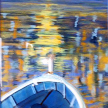 「bateau-sur-l-eau.jpg」というタイトルの絵画 Louise Bressangeによって, オリジナルのアートワーク, パステル