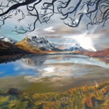 Peinture intitulée "lac-en-ecosse.jpg" par Louise Bressange, Œuvre d'art originale, Pastel