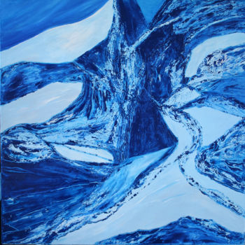 Painting titled "bleu-abstrait-2.jpg" by Louise Bressange, Original Artwork, Oil