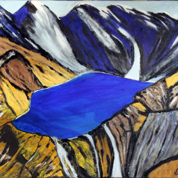 Peinture intitulée "lac-de-montagne.jpg" par Louise Bressange, Œuvre d'art originale, Huile