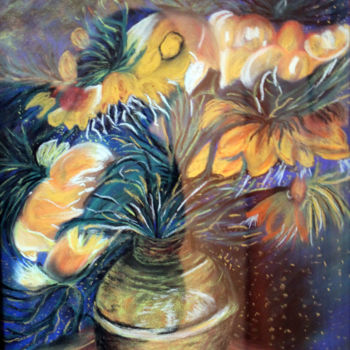 Painting titled "pot-de-fleurs.jpg" by Louise Bressange, Original Artwork, Pastel