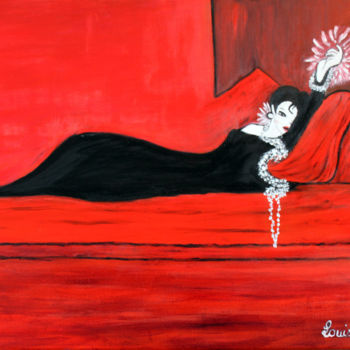 "femme-en-noir-sur-s…" başlıklı Tablo Louise Bressange tarafından, Orijinal sanat, Petrol