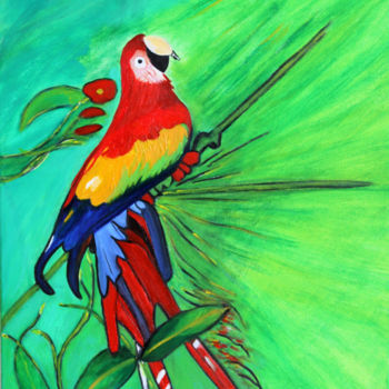 Peinture intitulée "perroquet.jpg" par Louise Bressange, Œuvre d'art originale, Huile