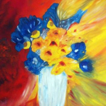 Pintura intitulada "envol-de-fleurs.jpg" por Louise Bressange, Obras de arte originais, Óleo