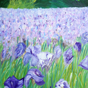 Painting titled "un-champ-d-iris.jpg" by Louise Bressange, Original Artwork, Oil
