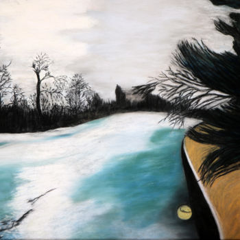 Peinture intitulée "Le lac du Bois de B…" par Louise Bressange, Œuvre d'art originale, Pastel