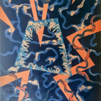 Schilderij getiteld "Octopus 5" door Louise Dumur, Origineel Kunstwerk, Acryl Gemonteerd op Karton