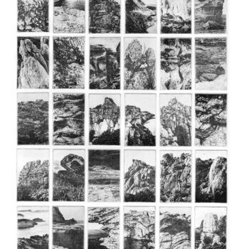 Gravures & estampes intitulée "Les rochers s'effor…" par Louise Gros, Œuvre d'art originale, Eau-forte